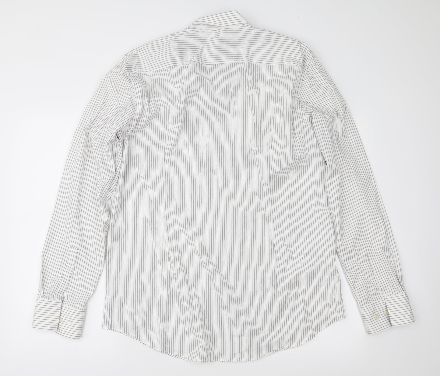 HUGO BOSS Mens White Striped   Button-Up Size 17