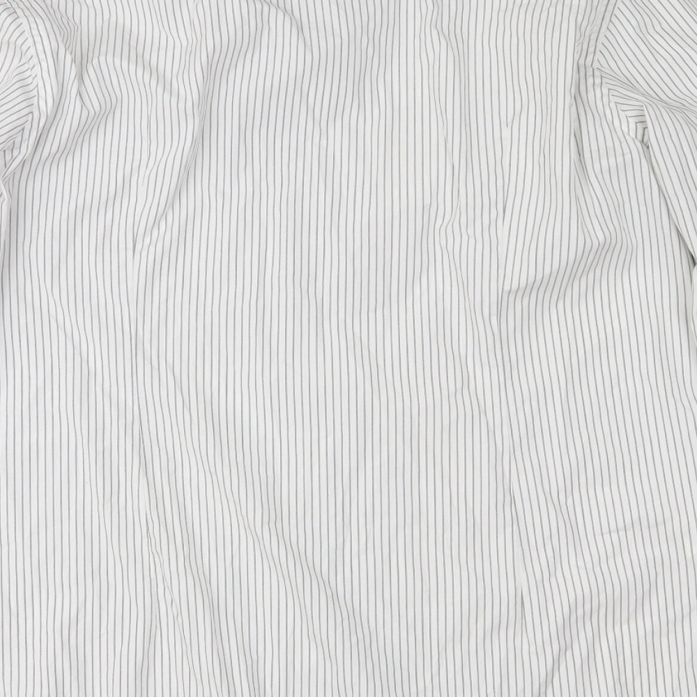HUGO BOSS Mens White Striped   Button-Up Size 17