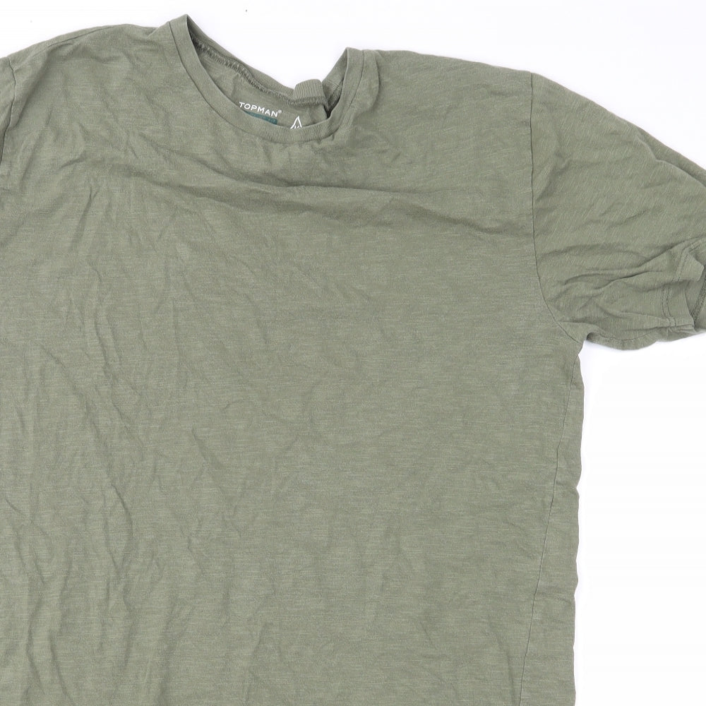 Topman Mens Green  Jersey  T-Shirt Size M  - Longline