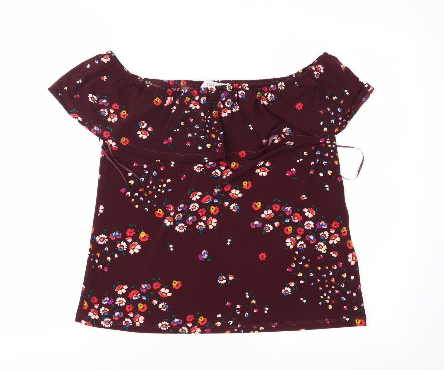Oasis Womens Red Floral  Basic Blouse Size S