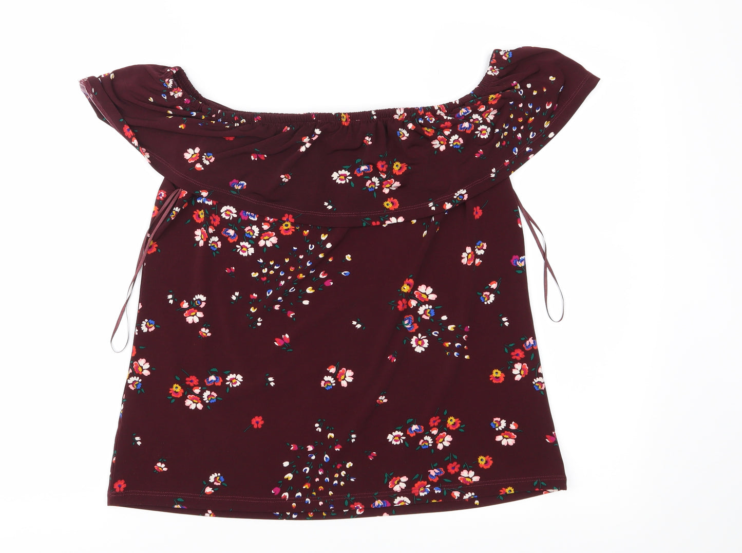 Oasis Womens Red Floral  Basic Blouse Size S