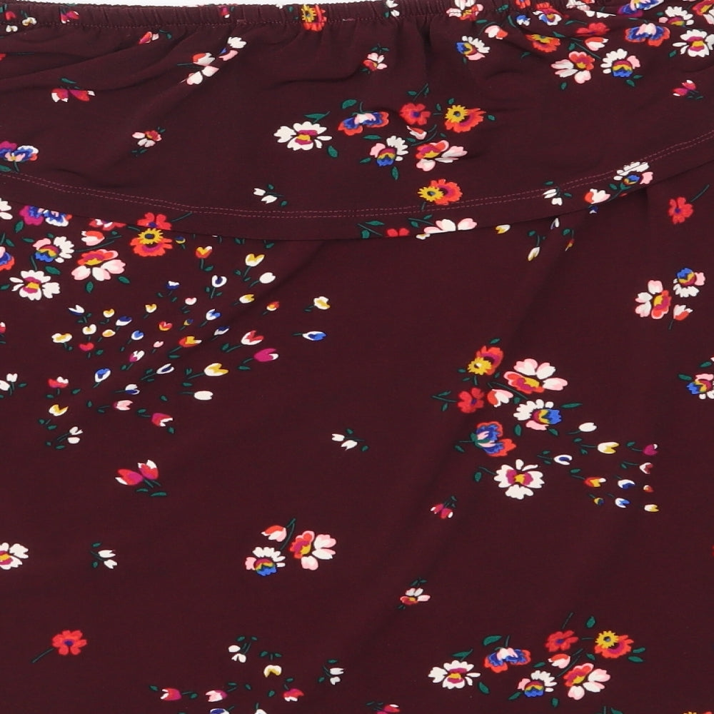 Oasis Womens Red Floral  Basic Blouse Size S