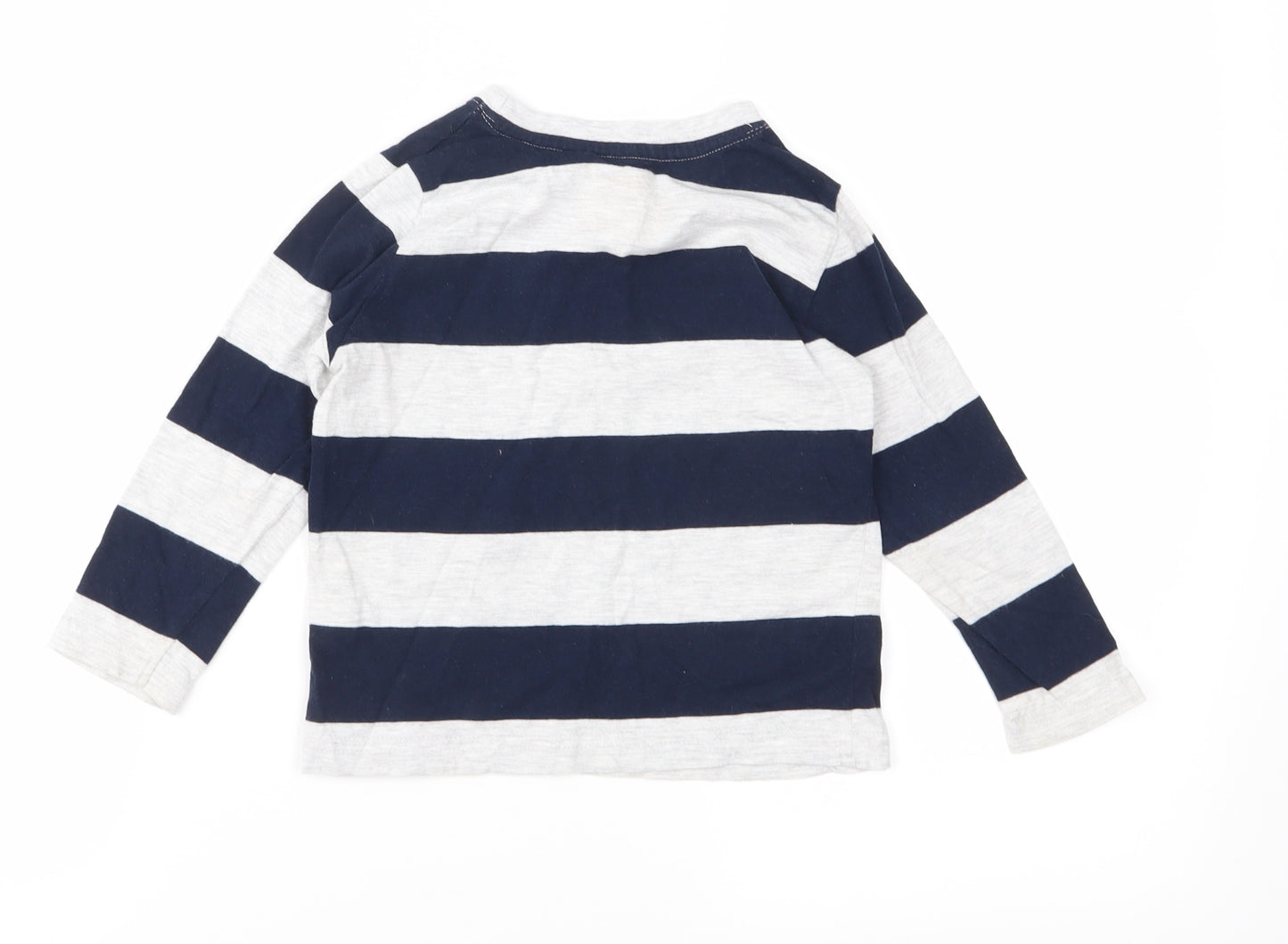 Rebel Boys Blue Striped Jersey Basic T-Shirt Size 2-3 Years