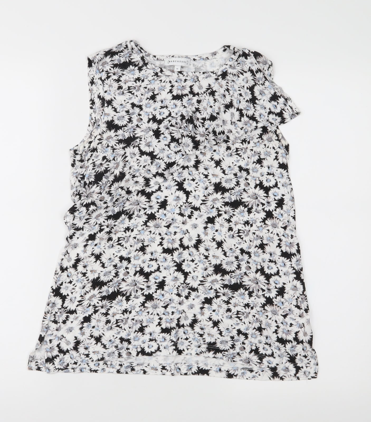 Warehouse Womens White Floral Jersey Basic T-Shirt Size 10