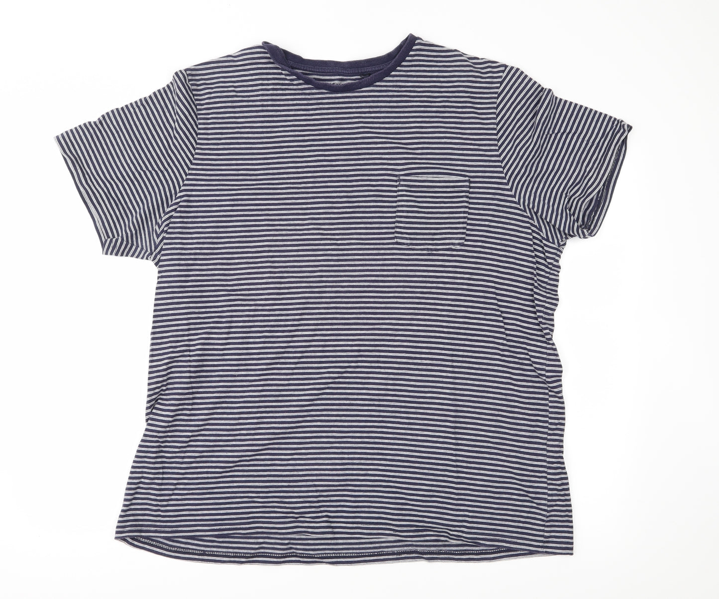 George Mens Blue Striped Jersey  T-Shirt Size 2XL