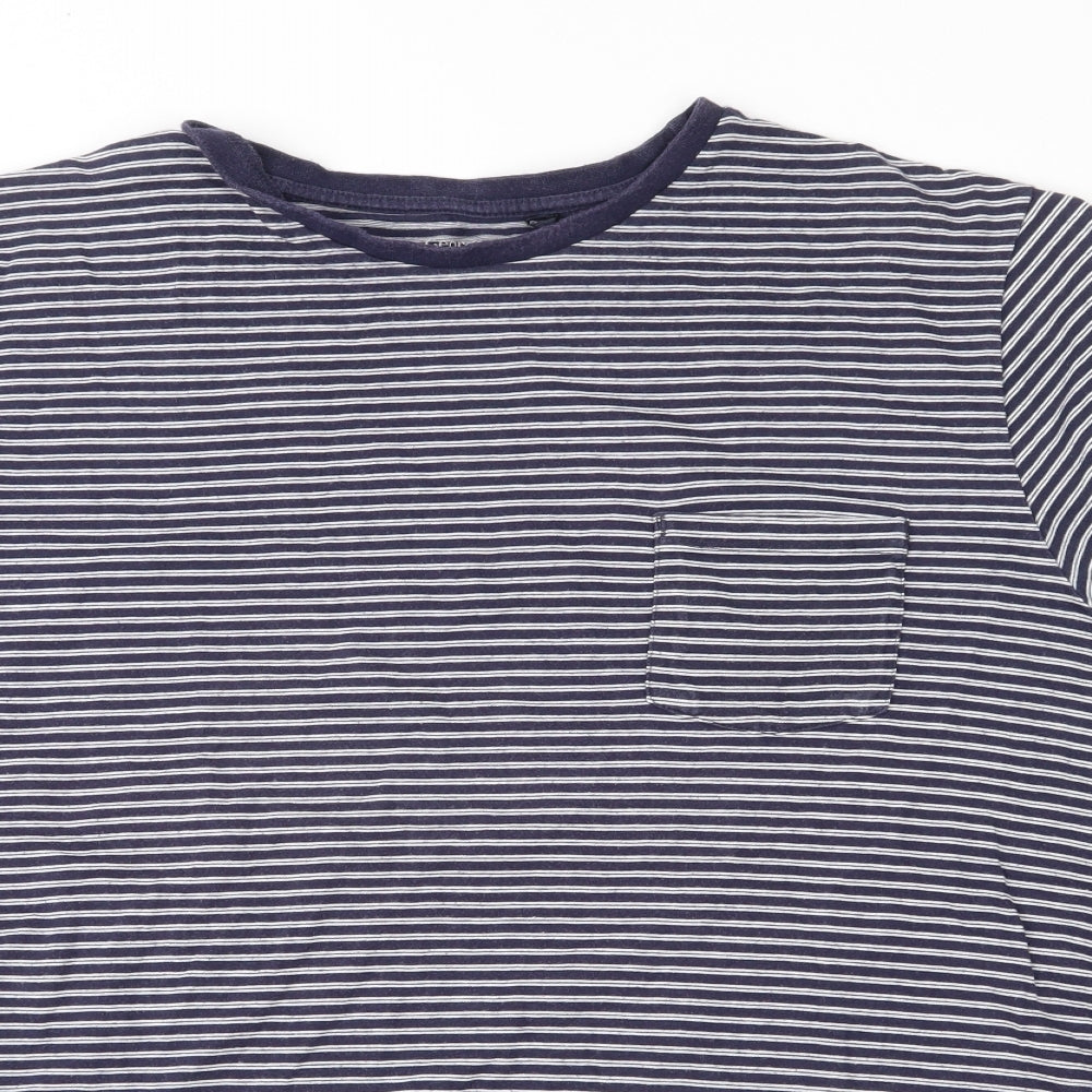 George Mens Blue Striped Jersey  T-Shirt Size 2XL