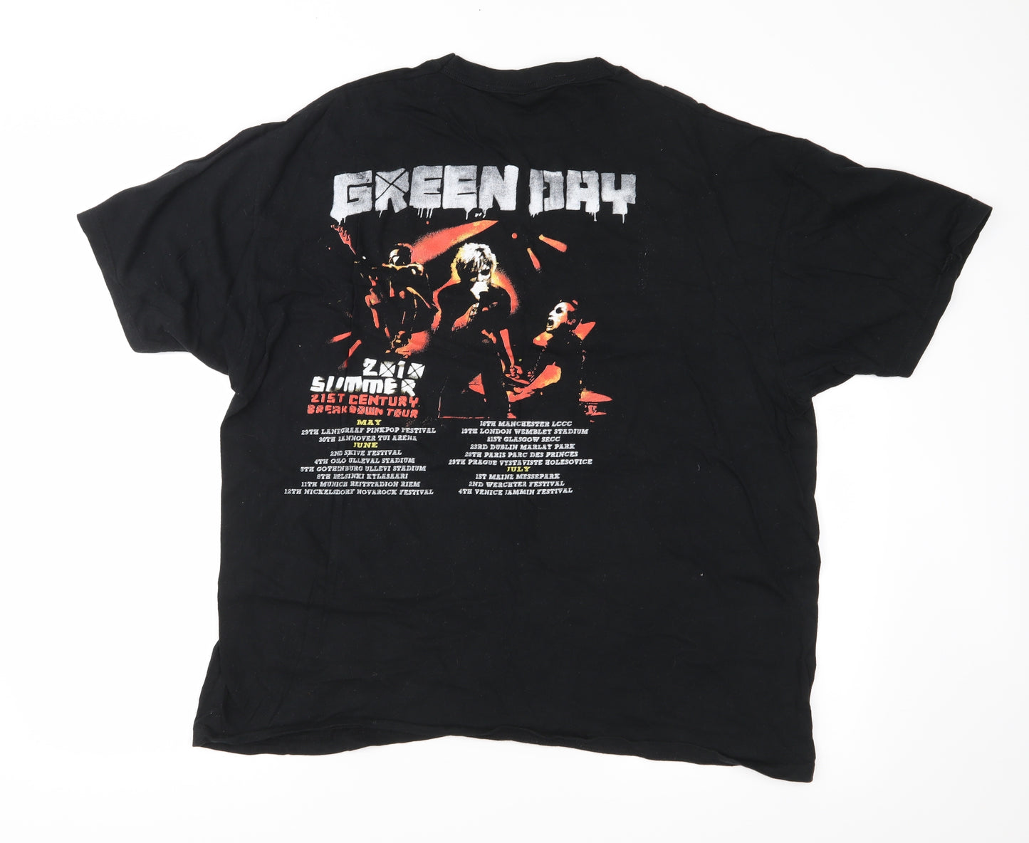 Preworn Mens Black  Jersey  T-Shirt Size M  - Green Day