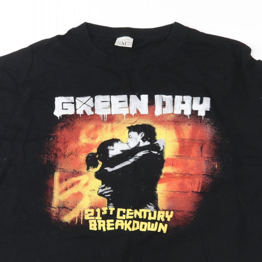 Preworn Mens Black  Jersey  T-Shirt Size M  - Green Day