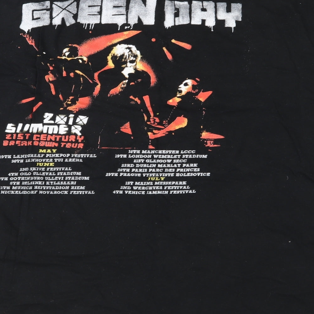 Preworn Mens Black  Jersey  T-Shirt Size M  - Green Day
