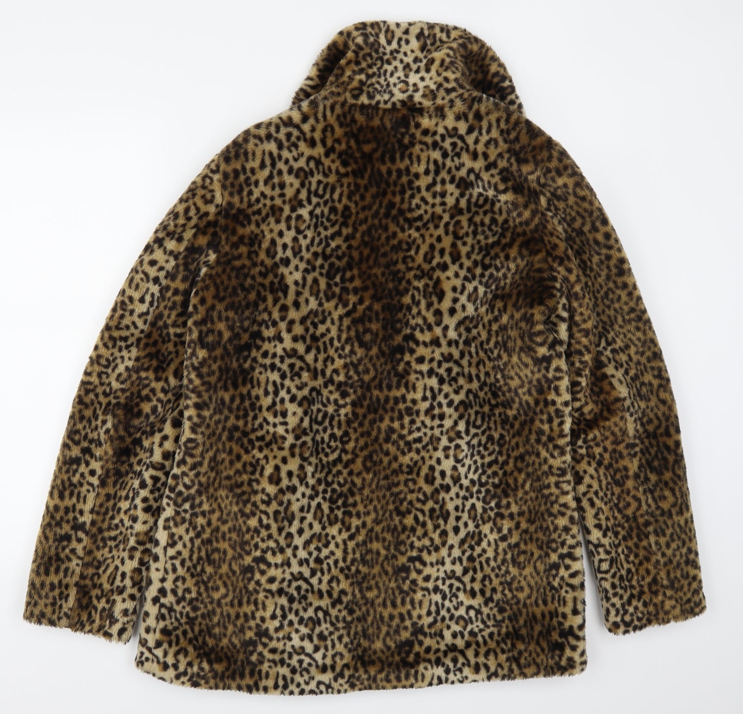 New Look Womens Brown Animal Print  Overcoat Coat Size 16