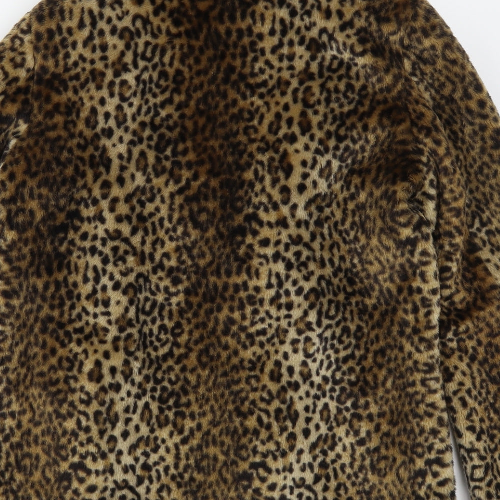 New Look Womens Brown Animal Print  Overcoat Coat Size 16