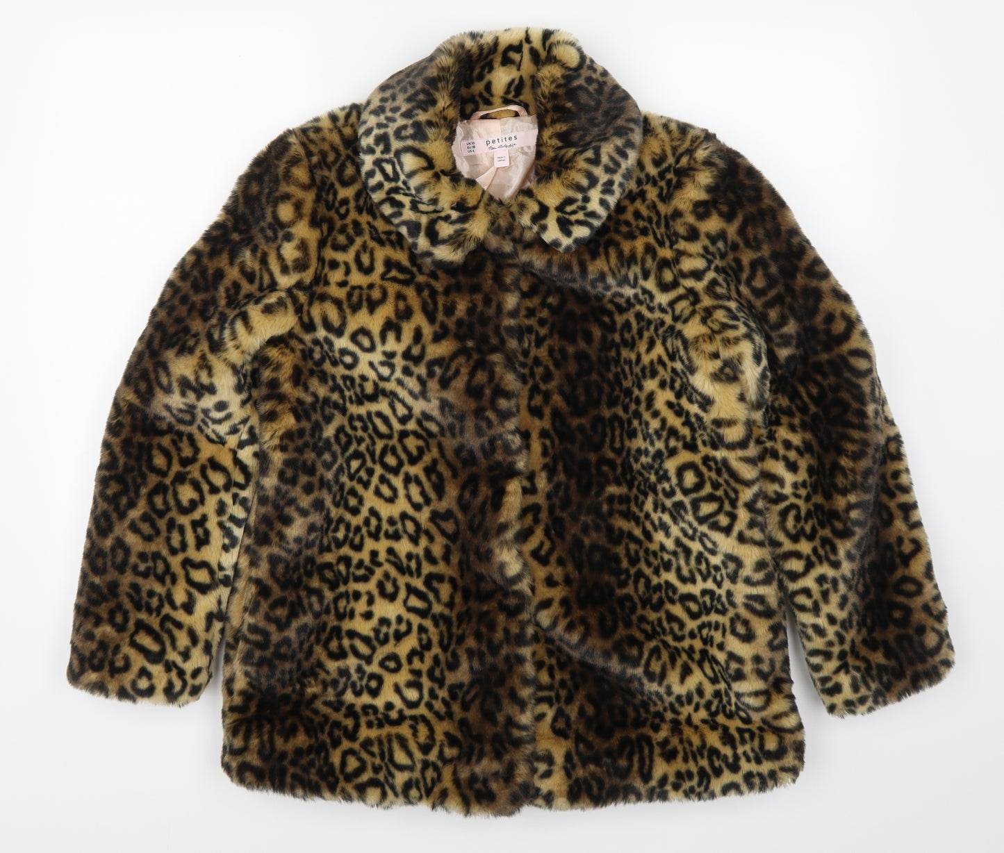 Miss Selfridge Womens Brown Animal Print  Overcoat Coat Size 10
