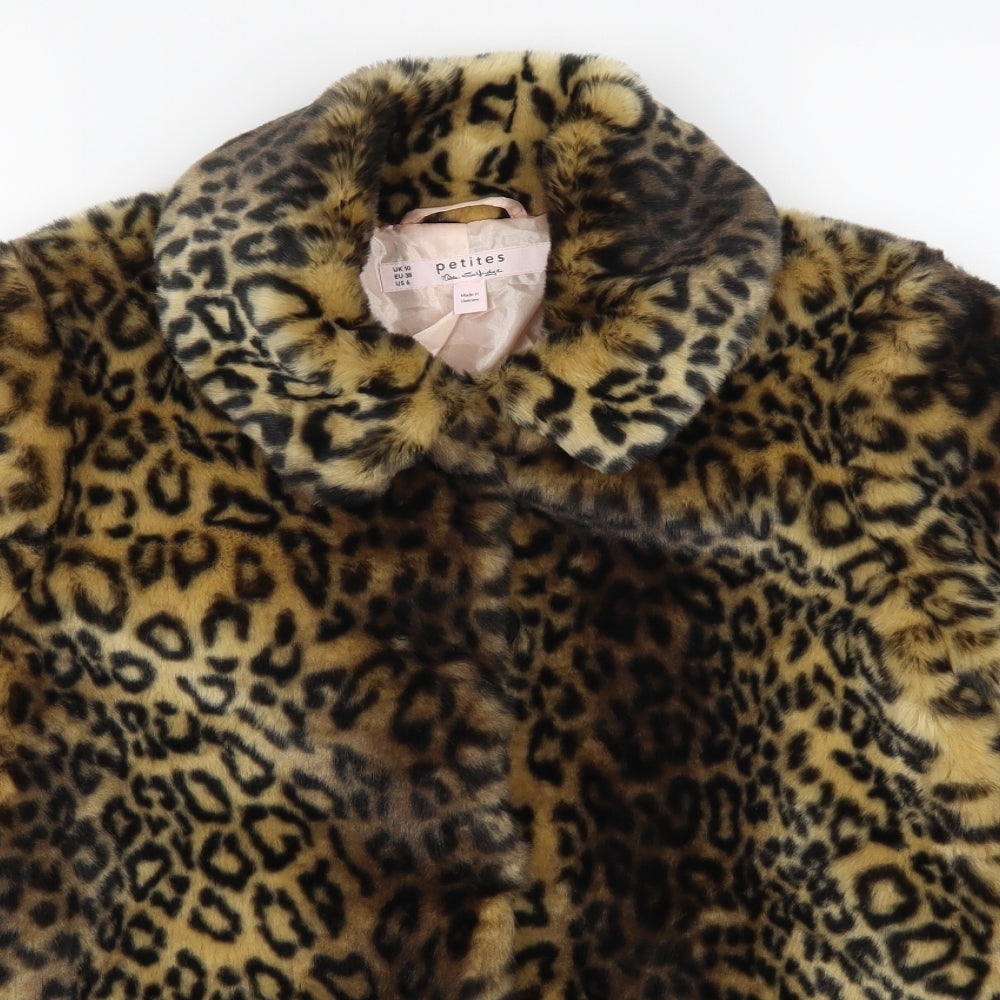 Miss Selfridge Womens Brown Animal Print  Overcoat Coat Size 10
