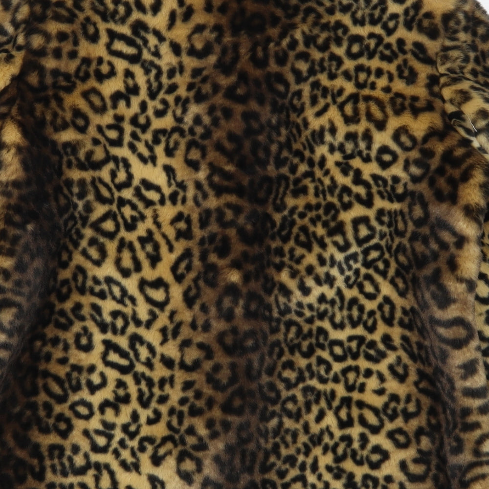 Miss Selfridge Womens Brown Animal Print  Overcoat Coat Size 10