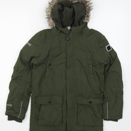 F&F Girls Green   Parka Coat Size 11-12 Years