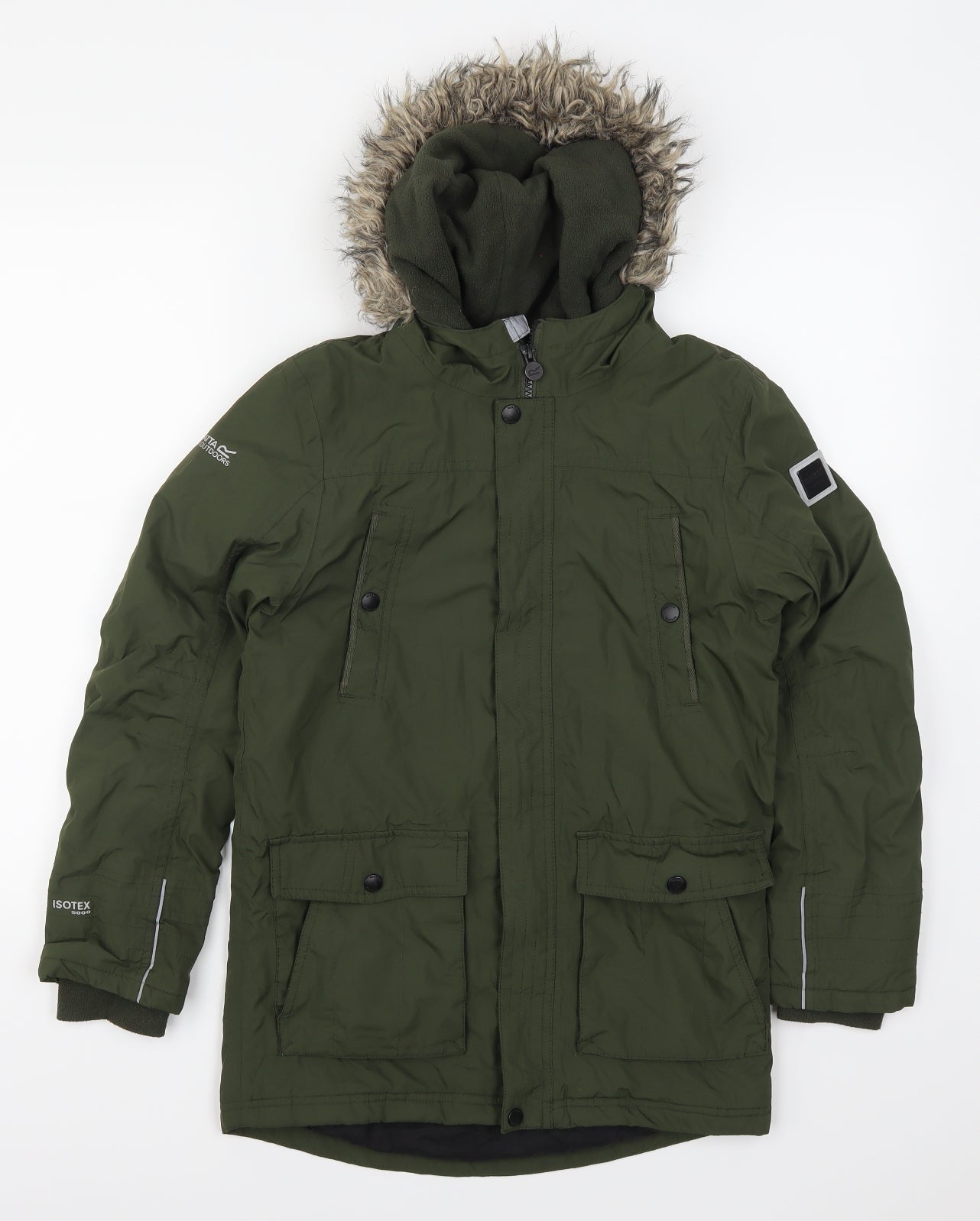 F&F Girls Green   Parka Coat Size 11-12 Years