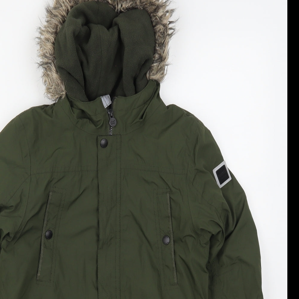 F&F Girls Green   Parka Coat Size 11-12 Years