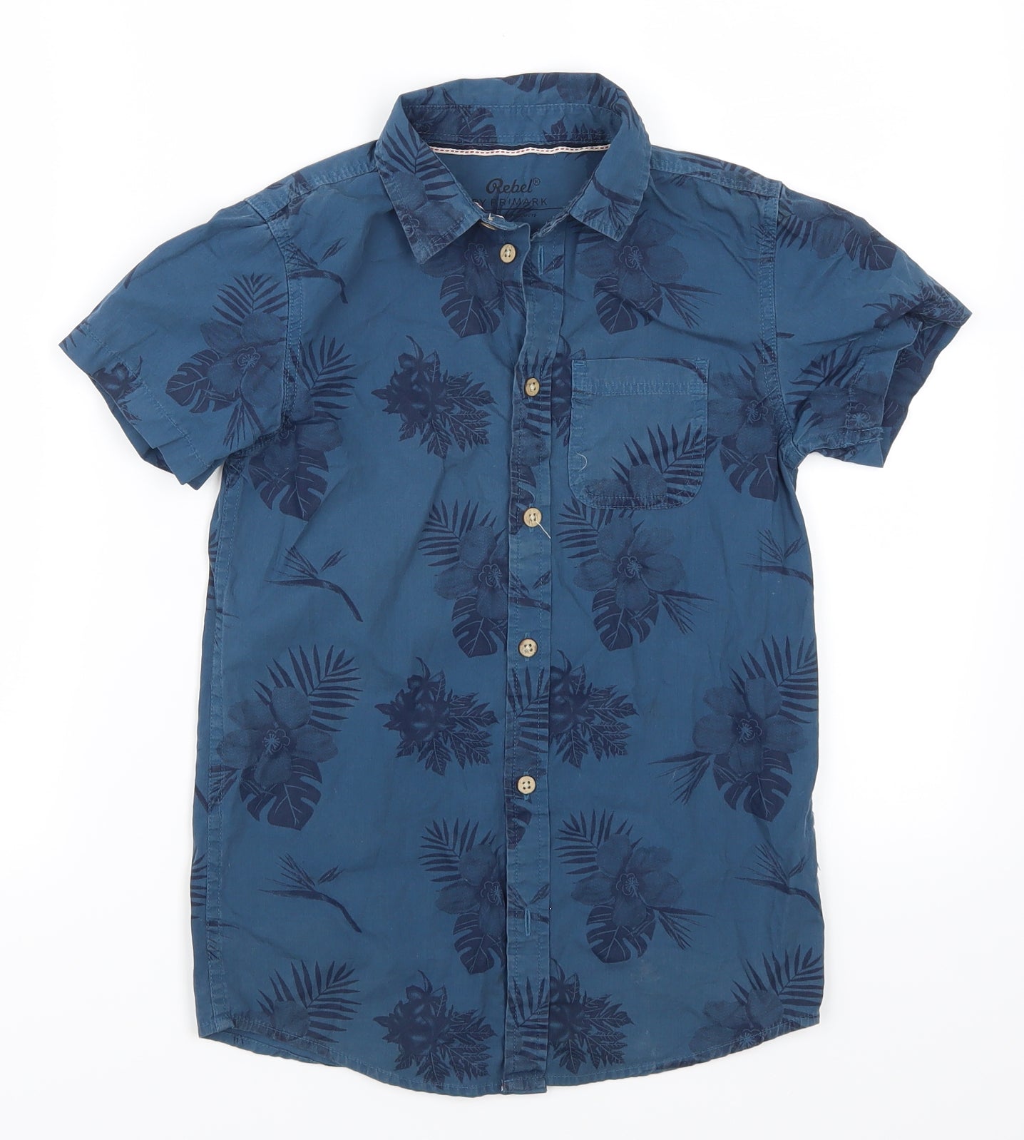 Primark Boys Blue Floral  Basic Button-Up Size 8-9 Years