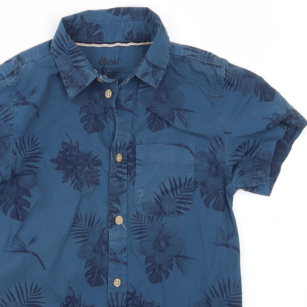 Primark Boys Blue Floral  Basic Button-Up Size 8-9 Years