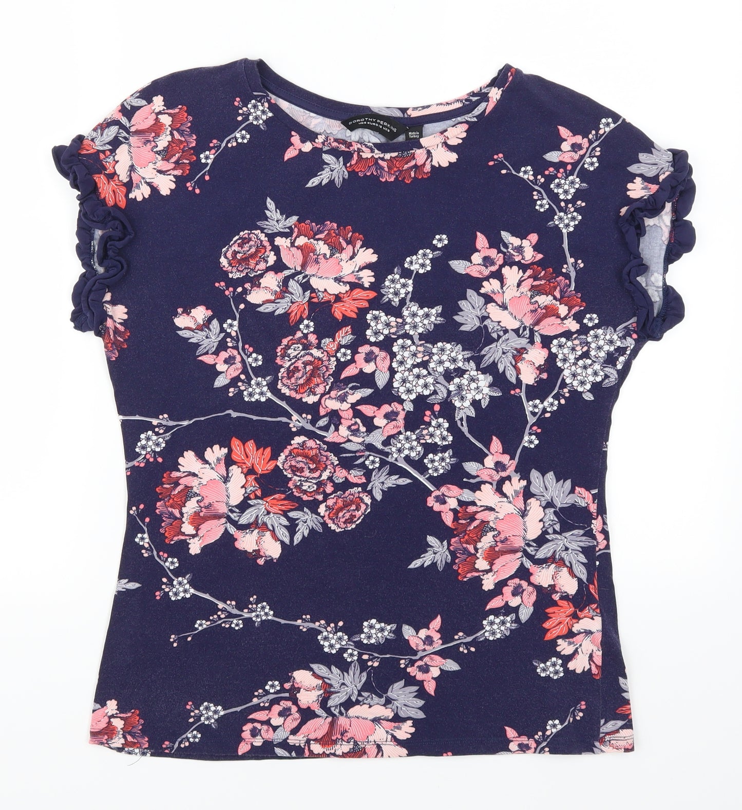 Dorothy Perkins Womens Blue Floral  Basic T-Shirt Size 10