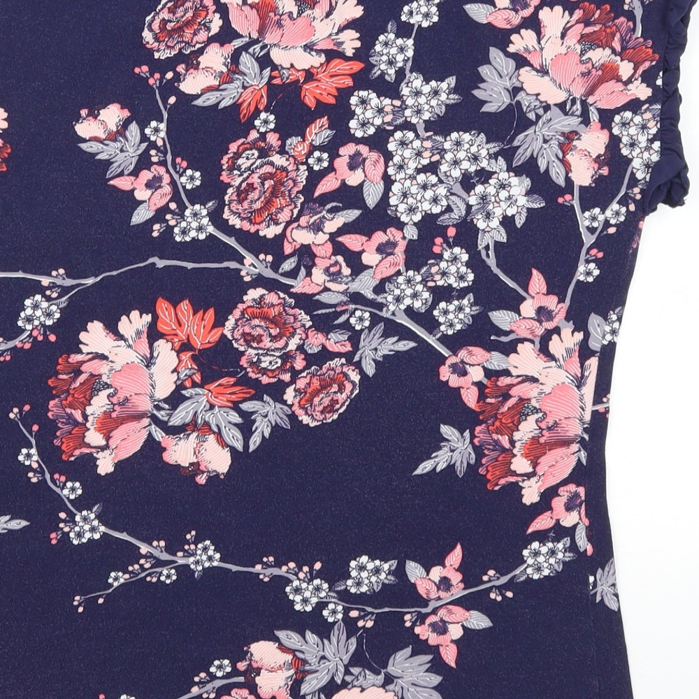 Dorothy Perkins Womens Blue Floral  Basic T-Shirt Size 10