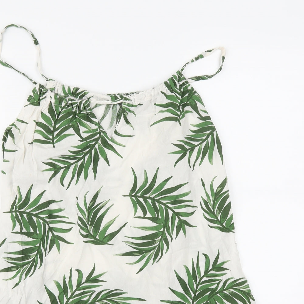 Debenhams Womens Green Floral  Basic Tank Size L  - Leaves Print