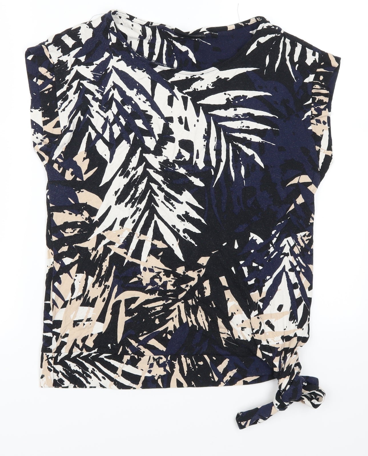 Wallis Womens Blue Floral  Basic T-Shirt Size S  - Leaves Print