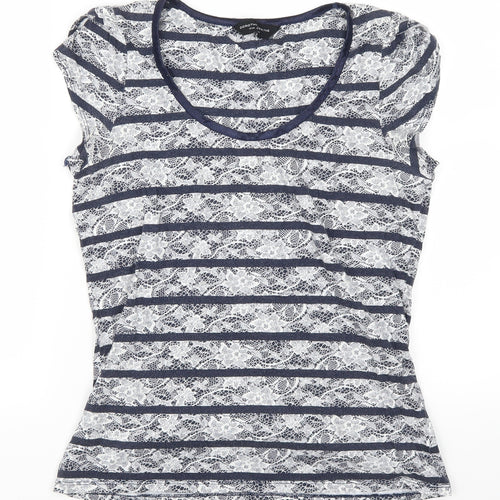 Dorothy Perkins Womens Blue Striped  Basic T-Shirt Size 10