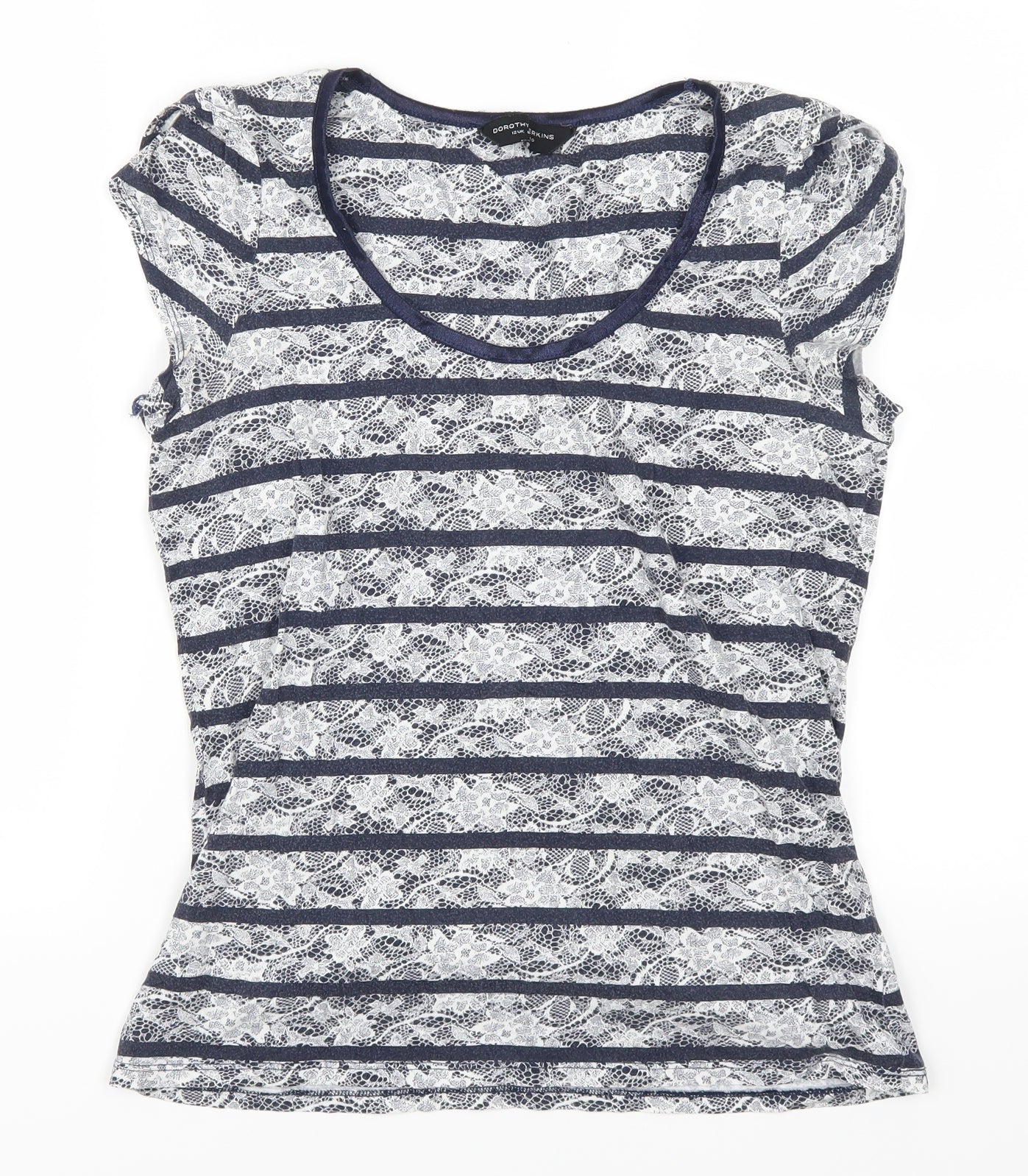 Dorothy Perkins Womens Blue Striped  Basic T-Shirt Size 10
