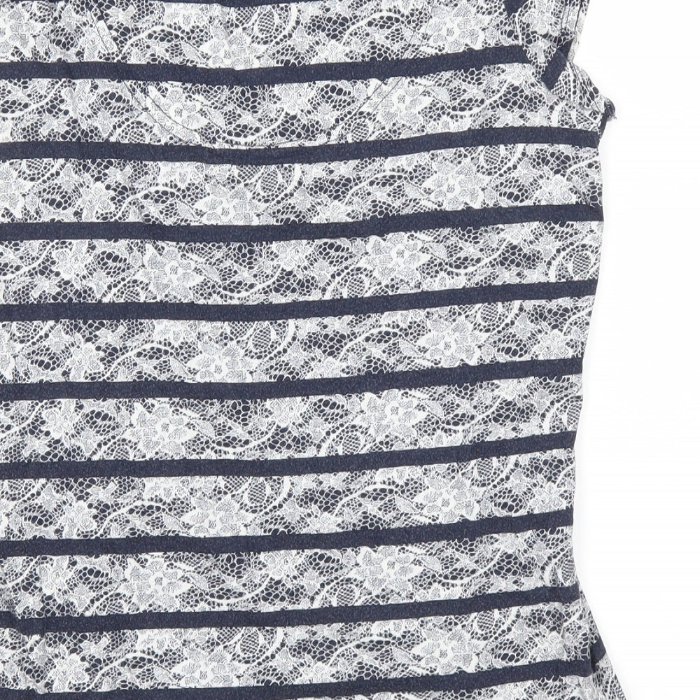 Dorothy Perkins Womens Blue Striped  Basic T-Shirt Size 10