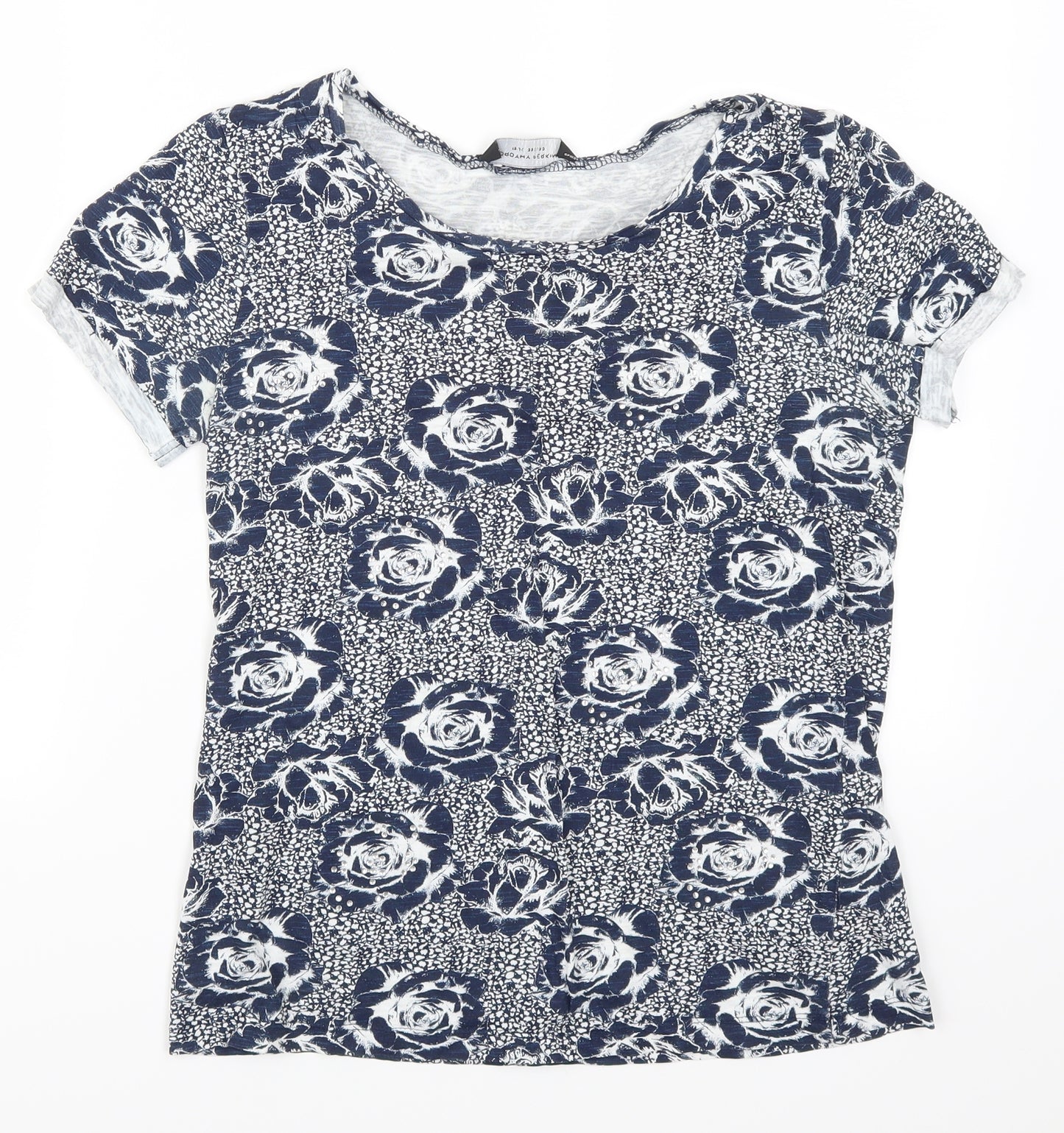 Dorothy Perkins Womens Blue Floral  Basic T-Shirt Size 10