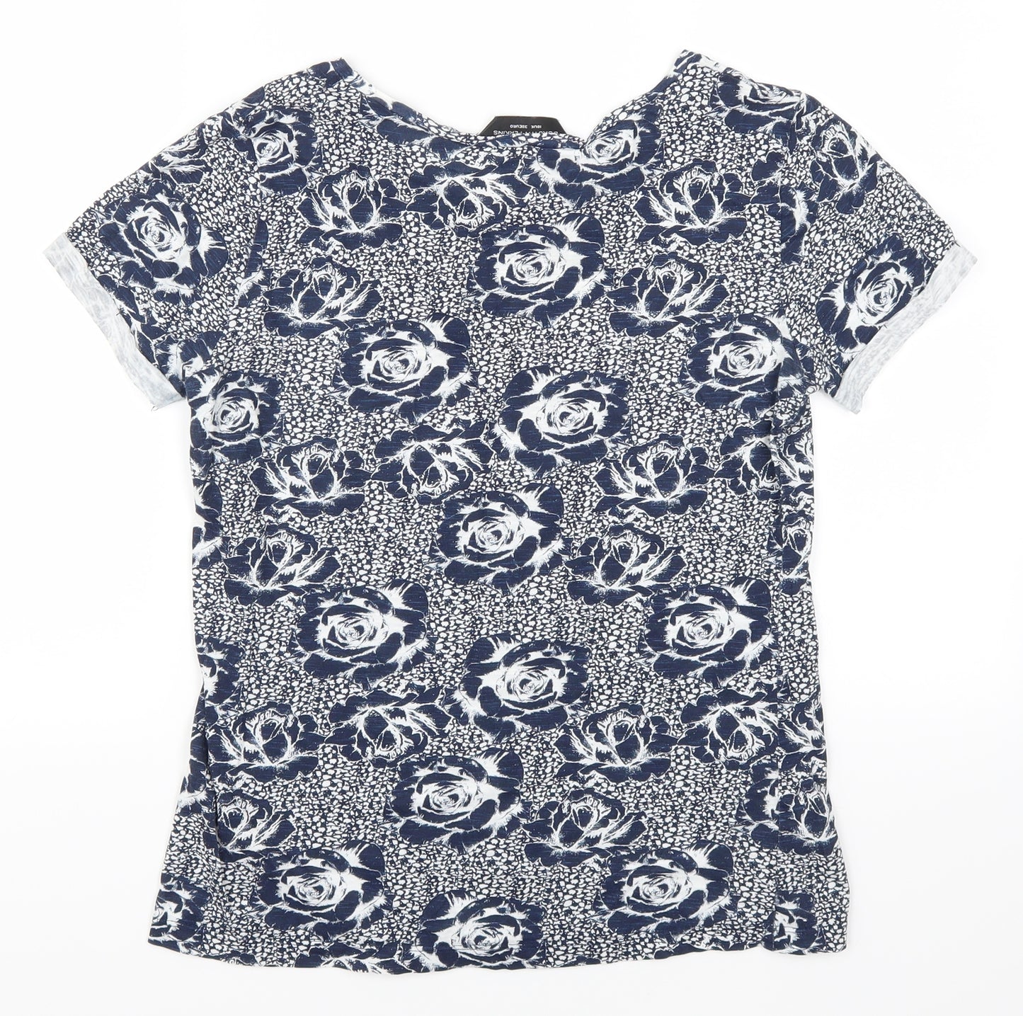 Dorothy Perkins Womens Blue Floral  Basic T-Shirt Size 10