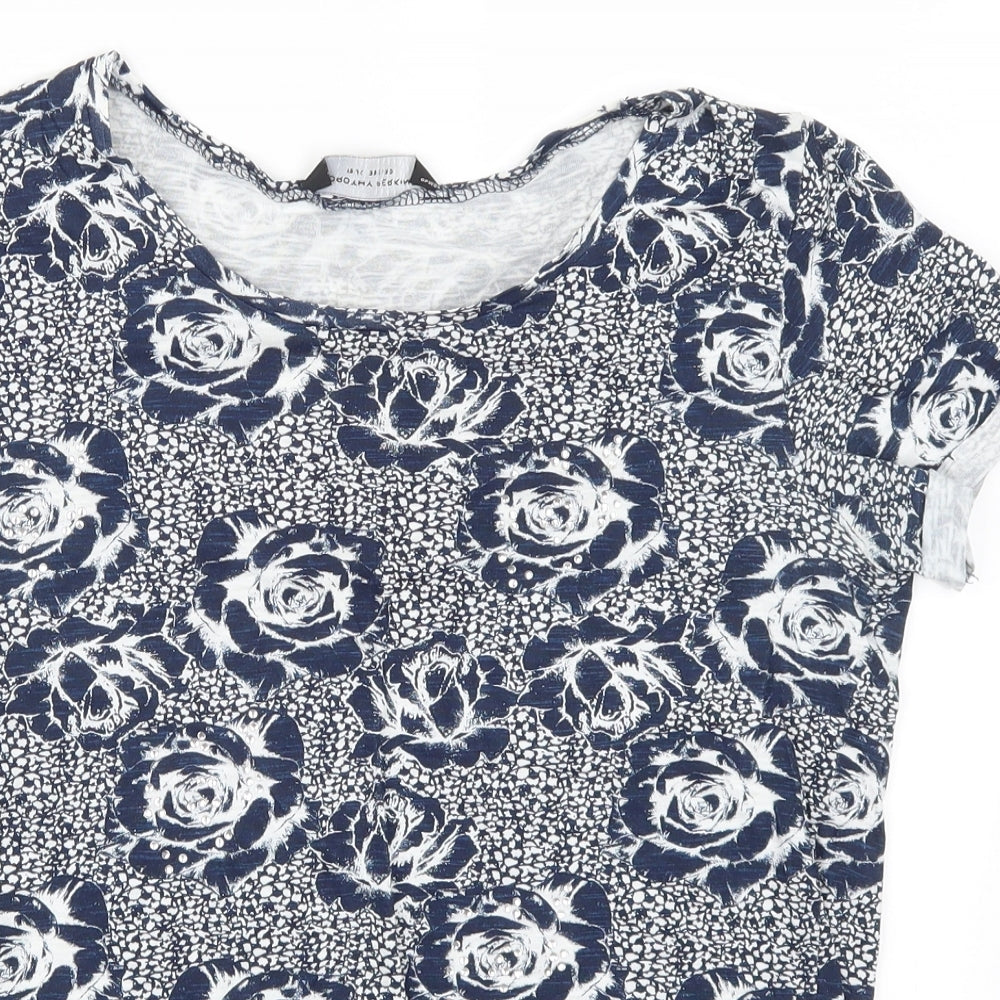 Dorothy Perkins Womens Blue Floral  Basic T-Shirt Size 10