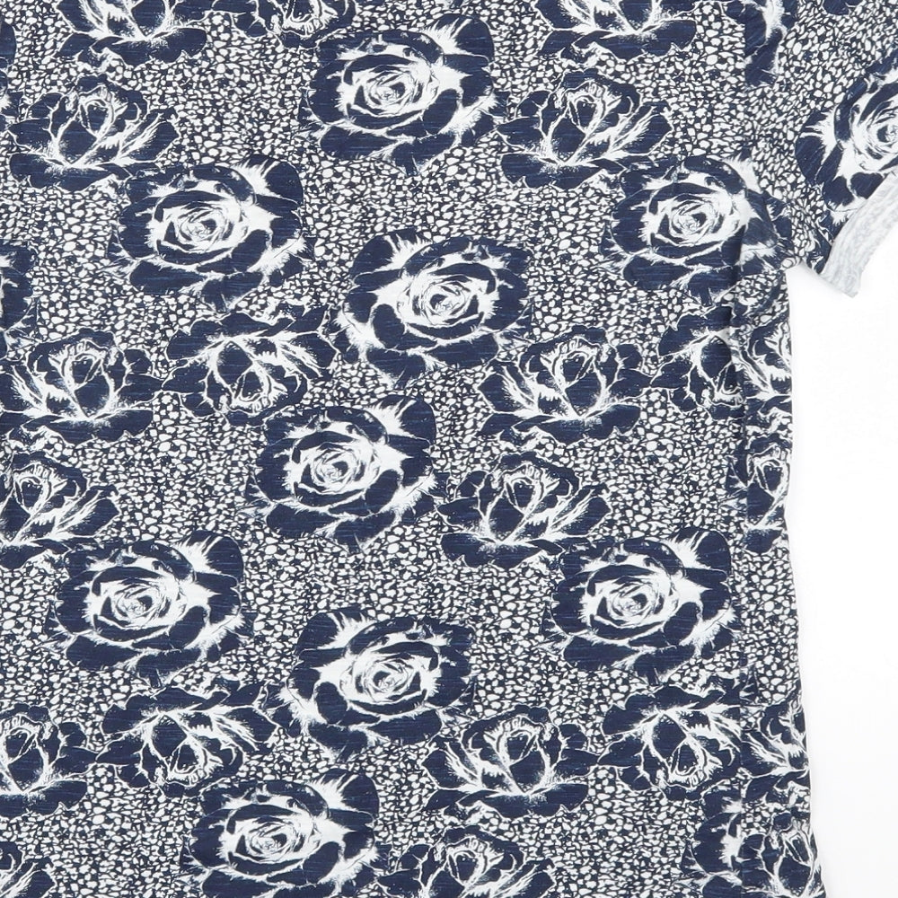Dorothy Perkins Womens Blue Floral  Basic T-Shirt Size 10