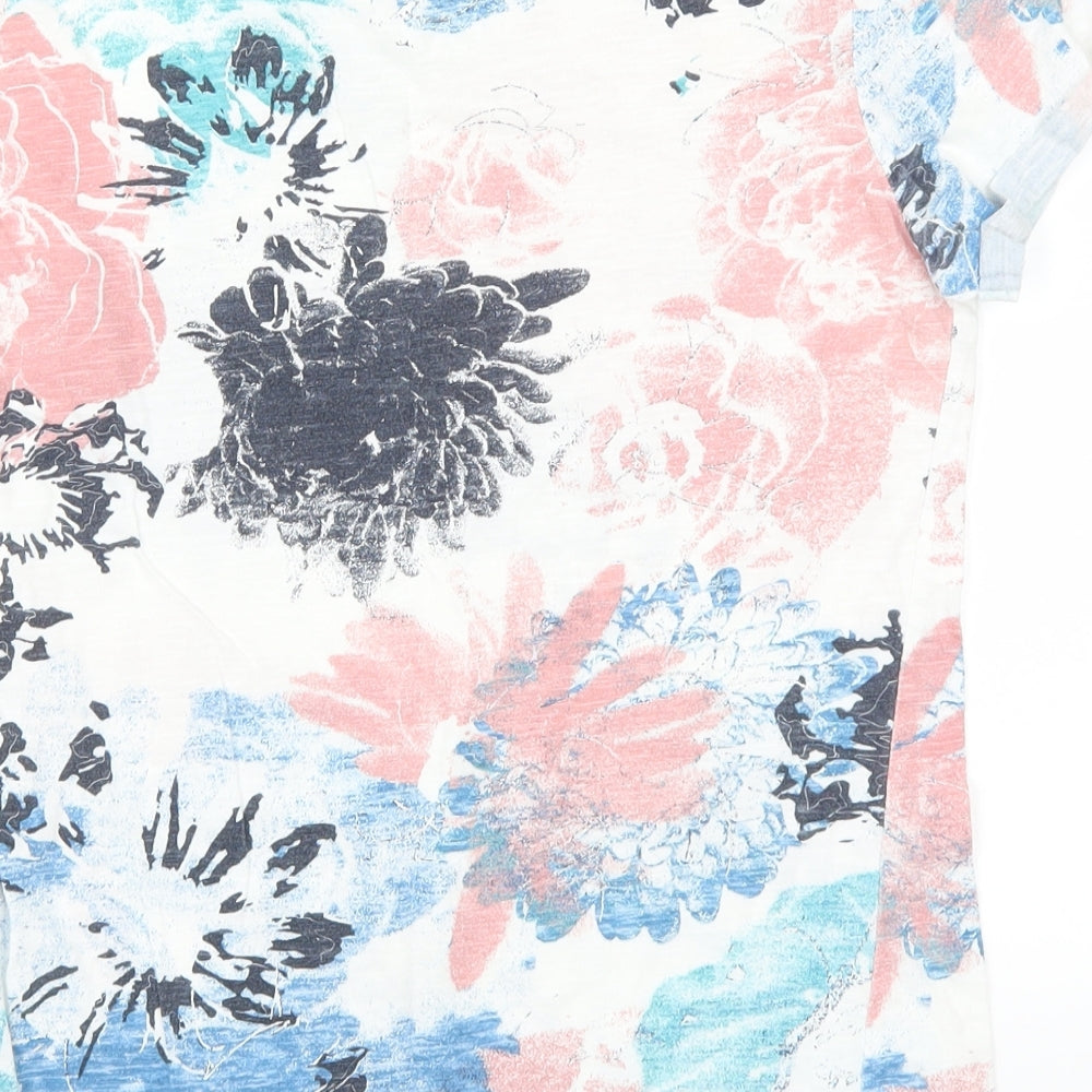 Dorothy Perkin Womens Pink Floral  Basic T-Shirt Size 10  - Blue