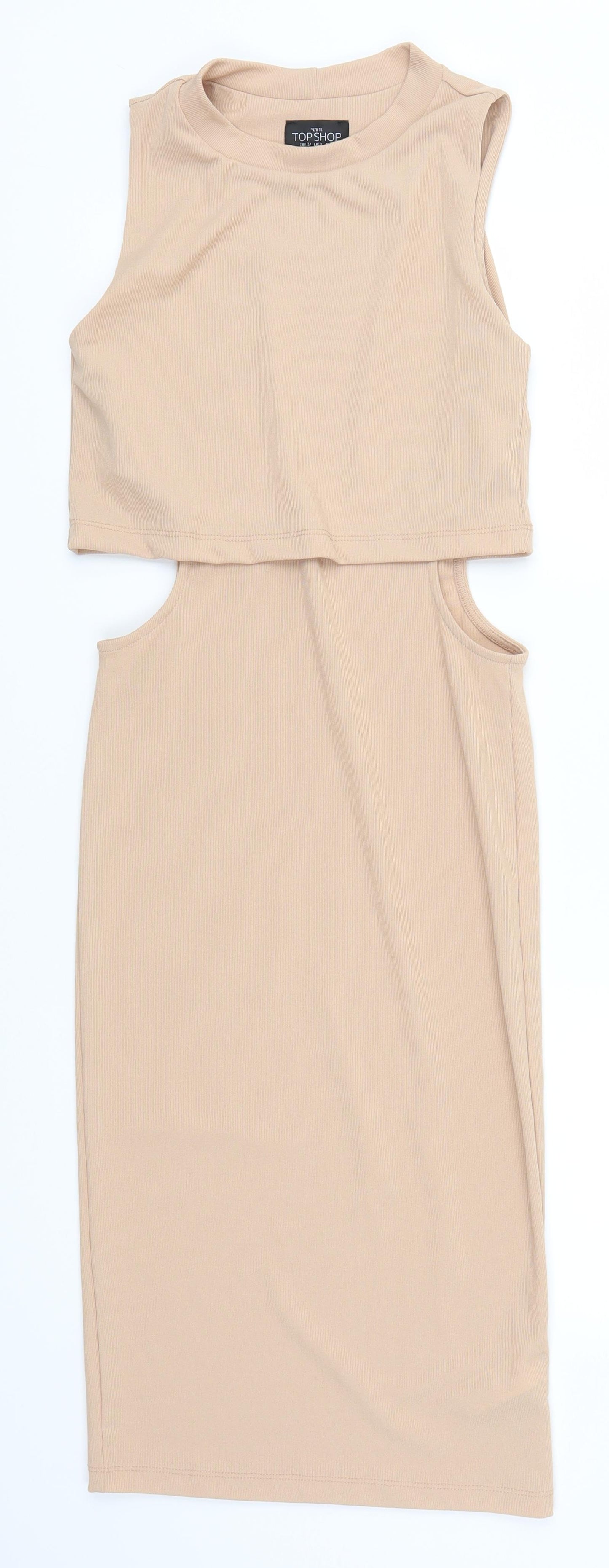 Topshop Womens Beige   Pencil Dress  Size 6