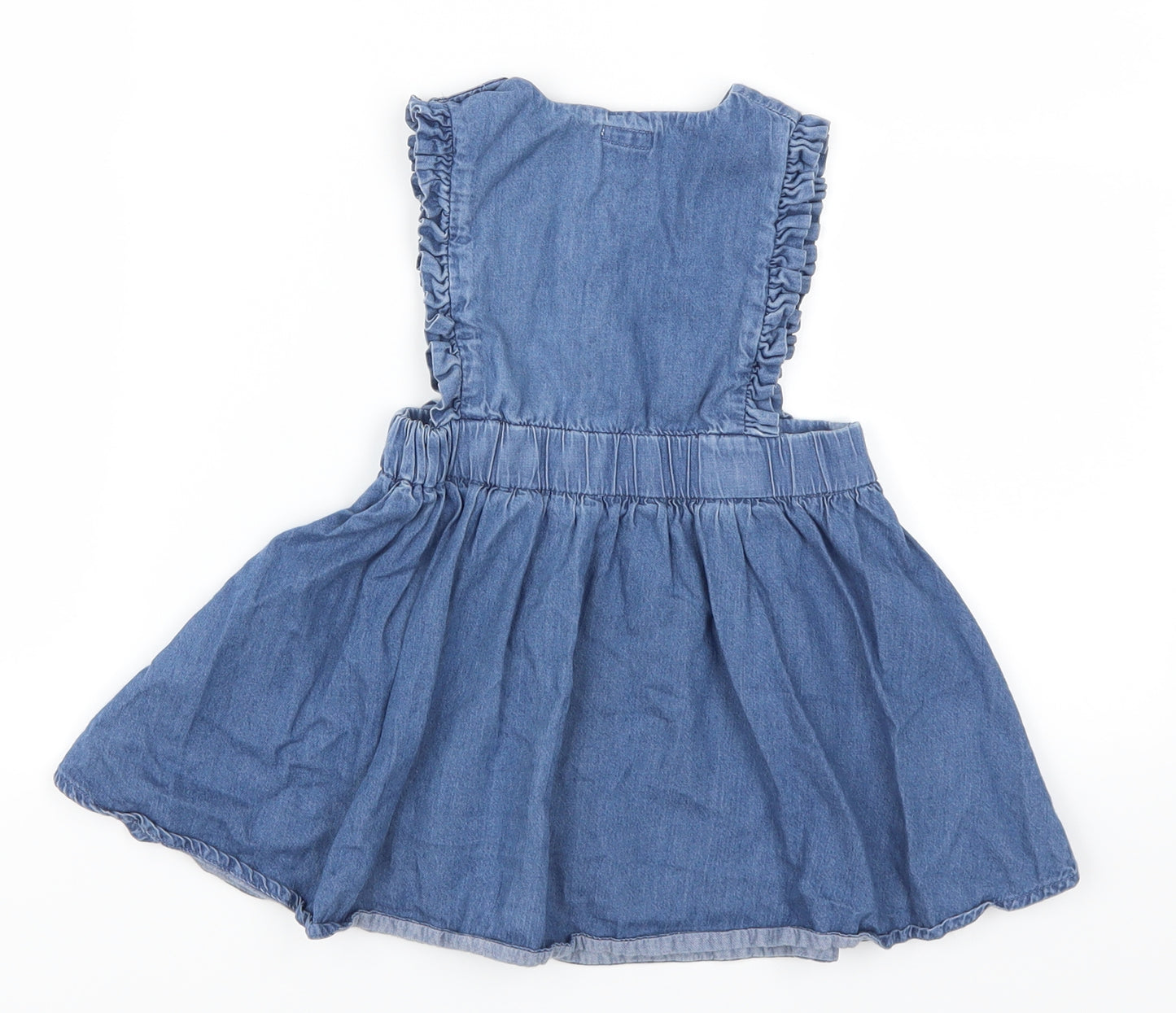 mamas & papas Girls Blue  Denim Skater Dress  Size 9-12 Months  - Whale