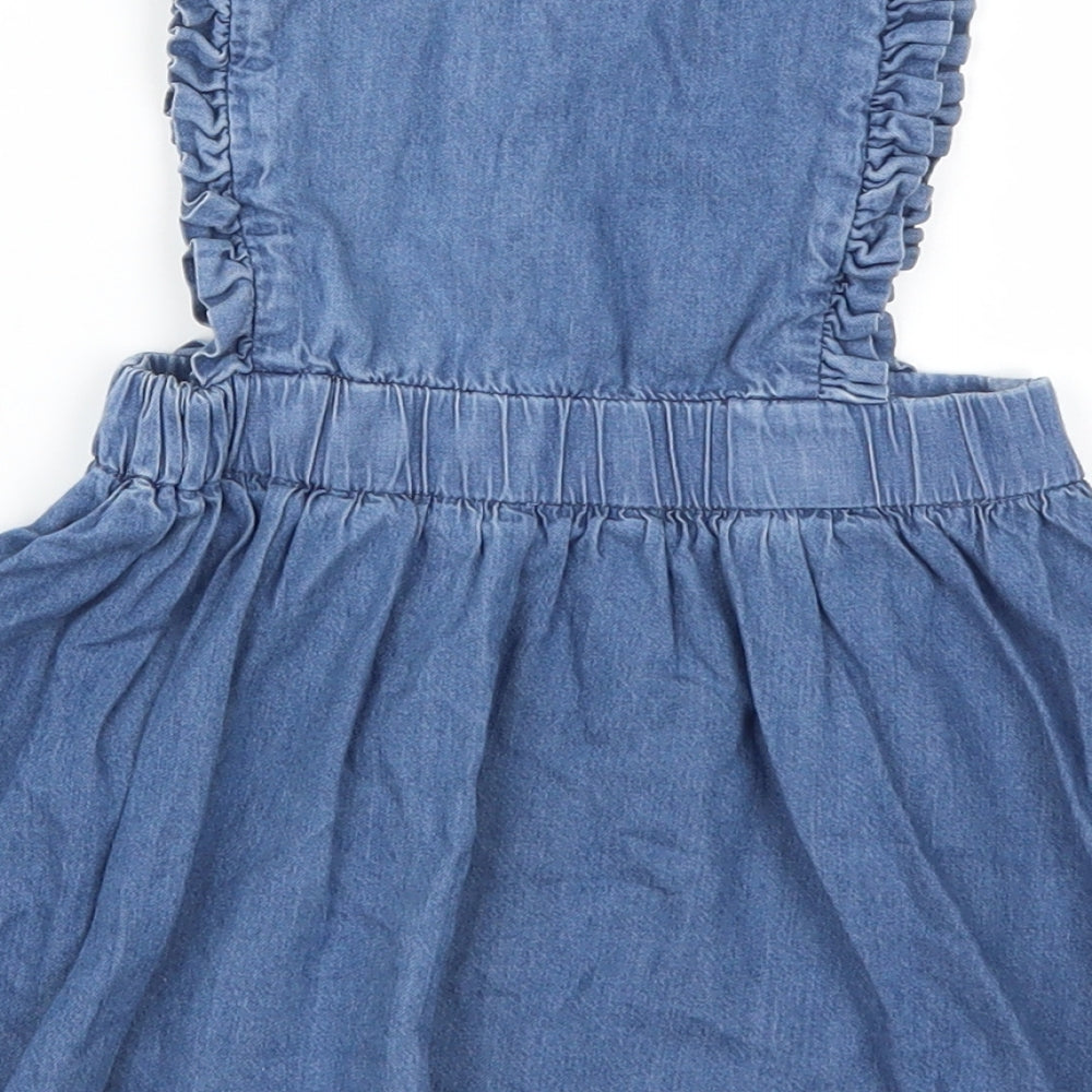 mamas & papas Girls Blue  Denim Skater Dress  Size 9-12 Months  - Whale