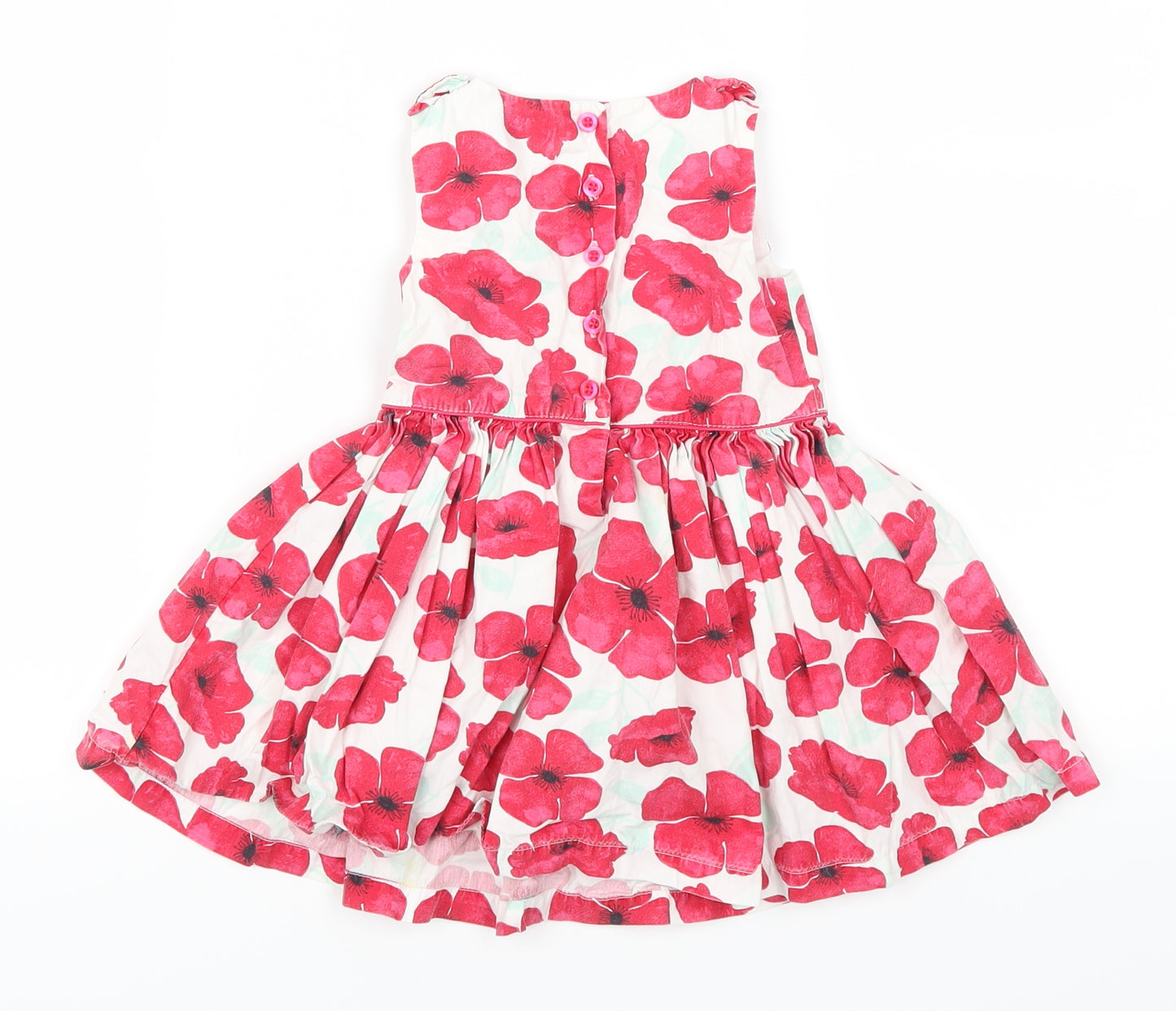 F&F Girls Pink Floral  Skater Dress  Size 12-18 Months