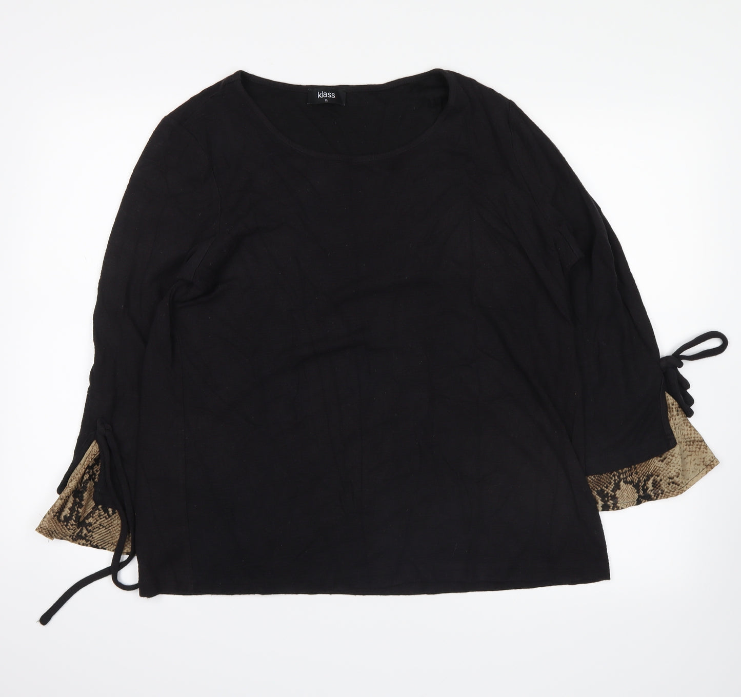Klass Womens Black Animal Print  Basic Blouse Size XL  - snakeskin