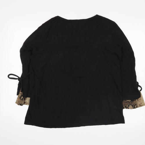 Klass Womens Black Animal Print  Basic Blouse Size XL  - snakeskin