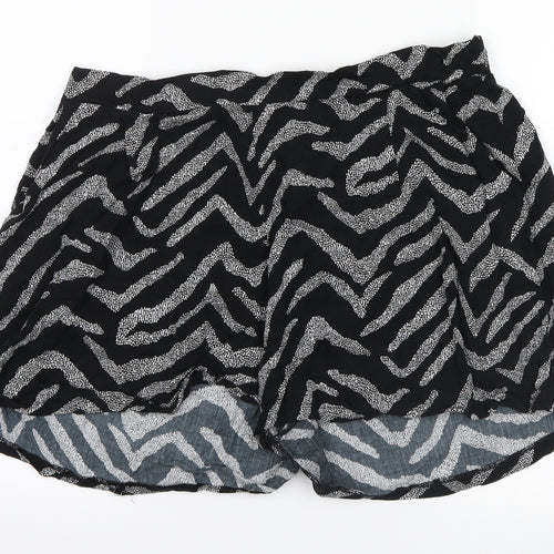George Womens Black Animal Print  Hot Pants Shorts Size 16 - zebra
