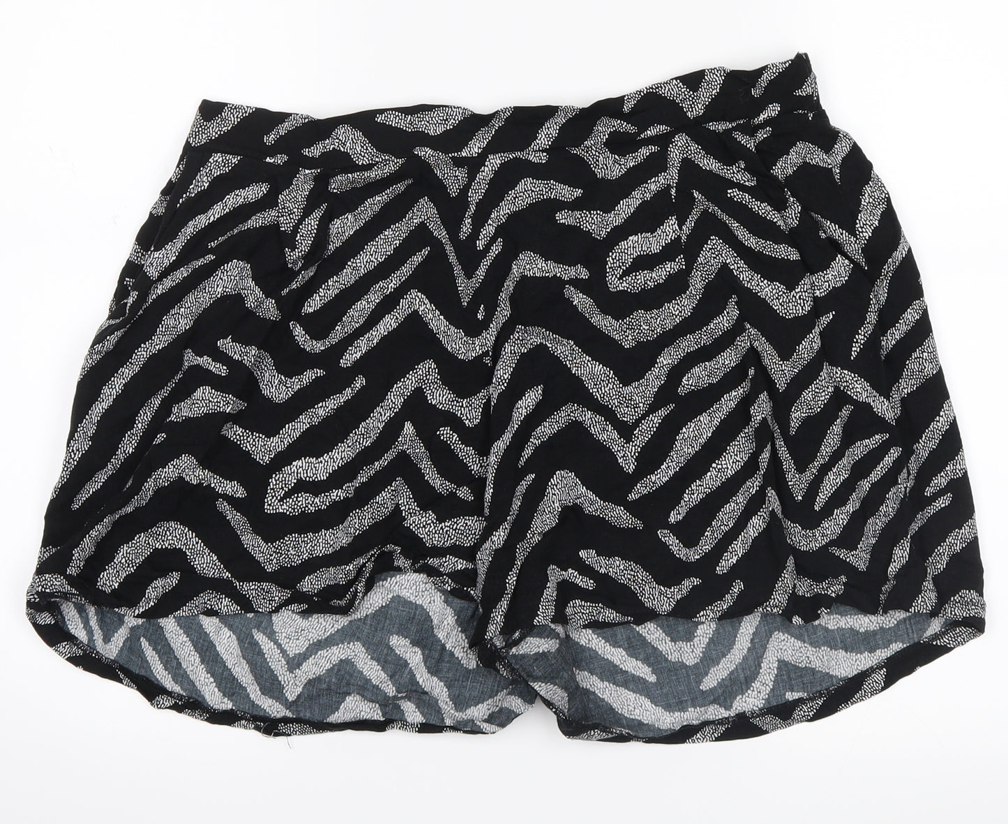 George Womens Black Animal Print  Hot Pants Shorts Size 16 - zebra