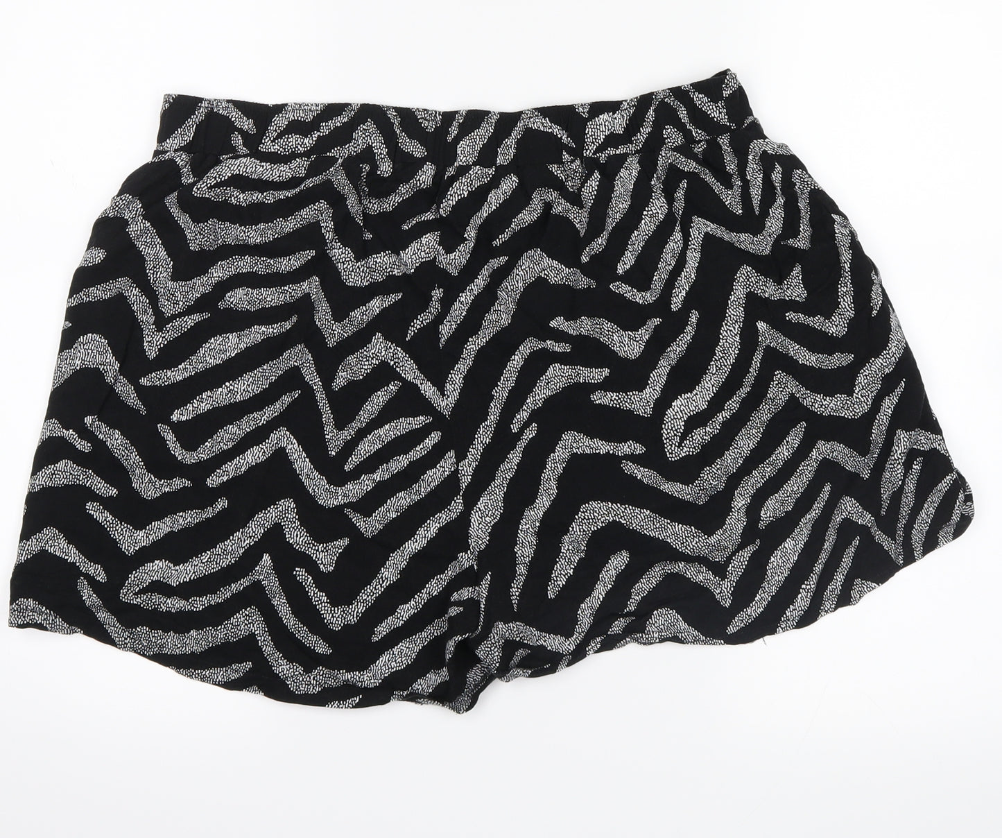 George Womens Black Animal Print  Hot Pants Shorts Size 16 - zebra