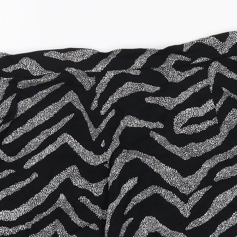 George Womens Black Animal Print  Hot Pants Shorts Size 16 - zebra
