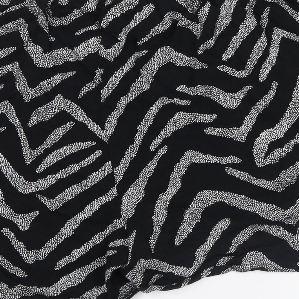 George Womens Black Animal Print  Hot Pants Shorts Size 16 - zebra