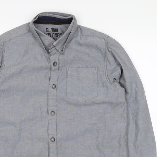 Global Explorer Boys Grey   Basic Button-Up Size 10-11 Years