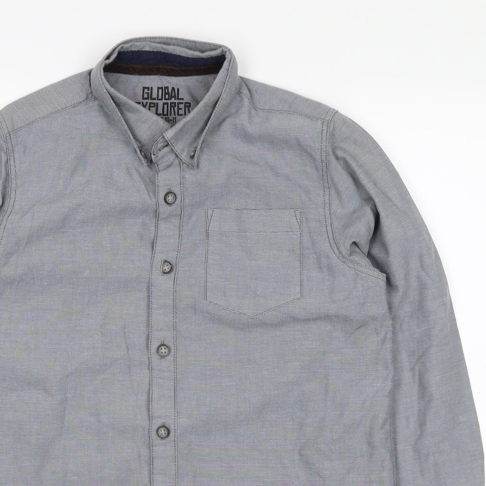 Global Explorer Boys Grey   Basic Button-Up Size 10-11 Years
