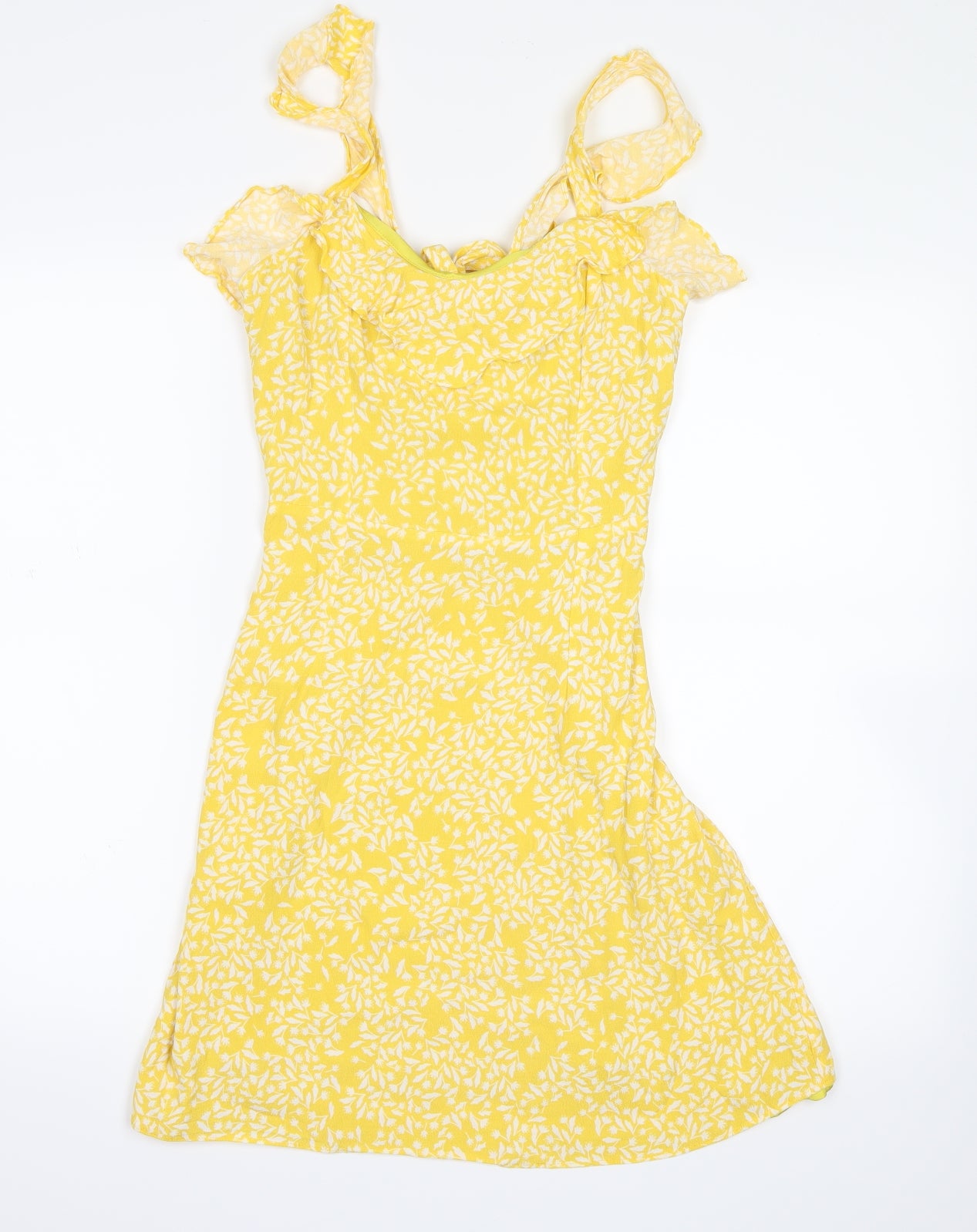 H&M Womens Yellow Floral  Tank Dress  Size 8