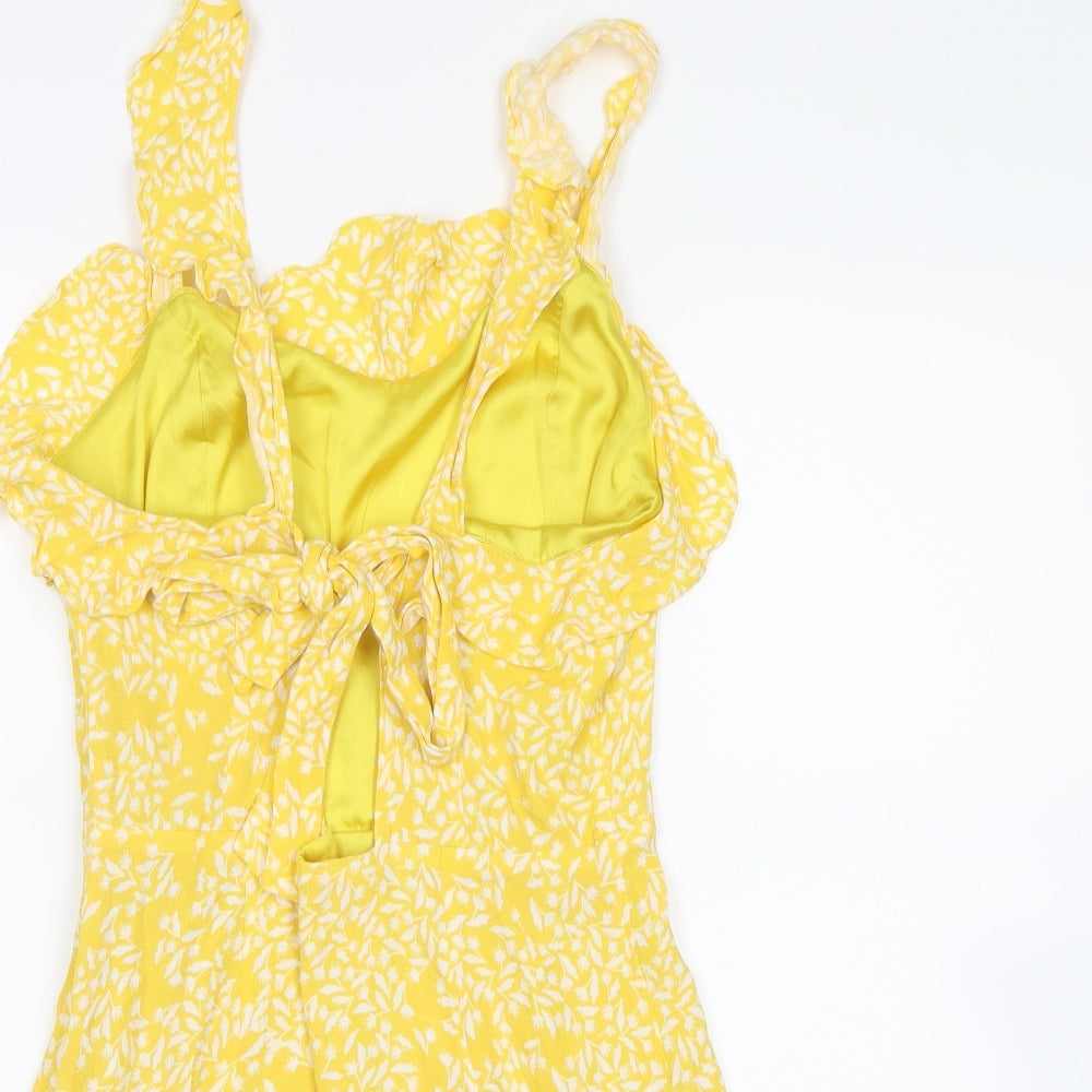 H&M Womens Yellow Floral  Tank Dress  Size 8